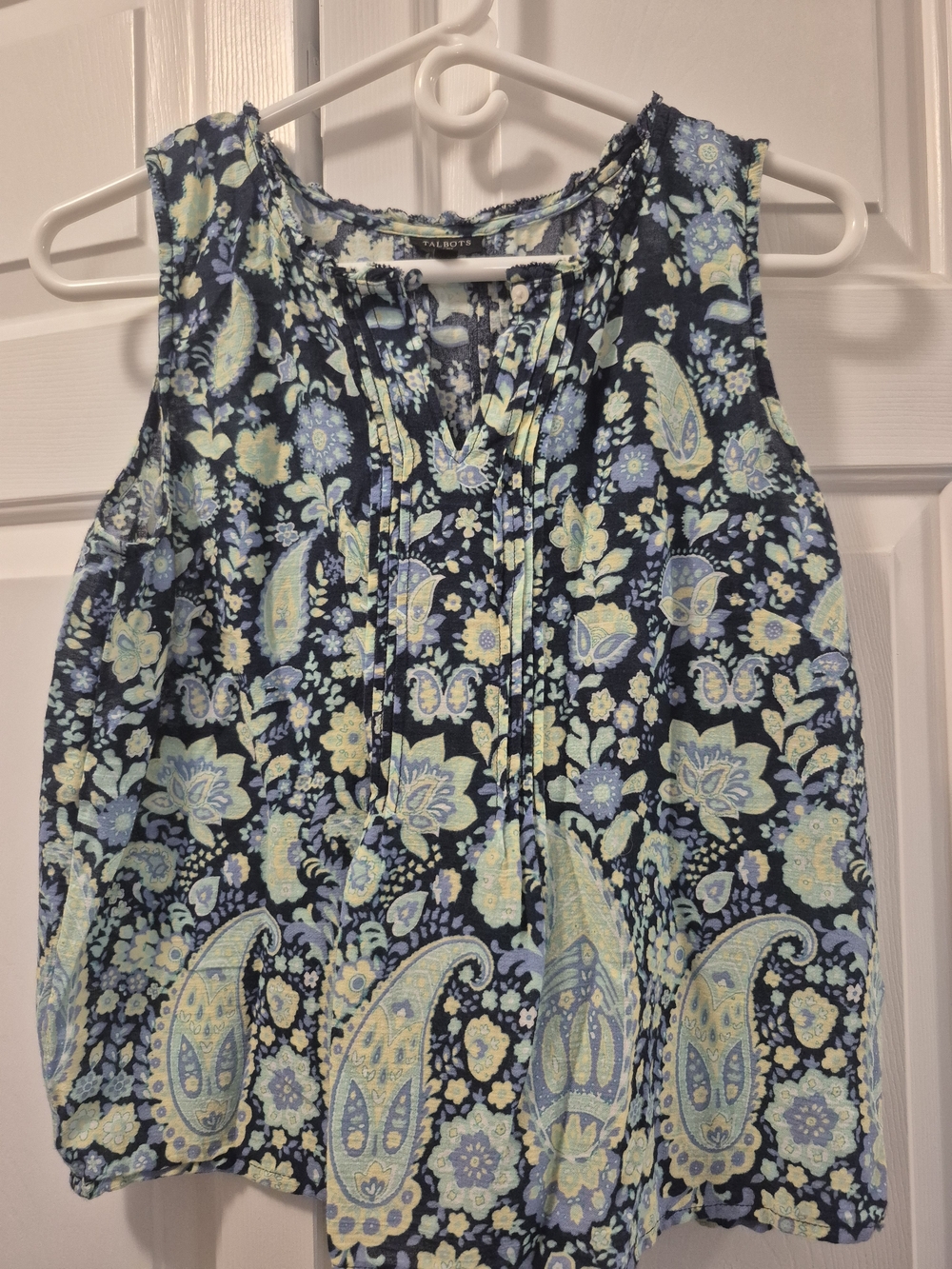 Talbots Navy and Light Blue Paisley Sleeveless Camisole